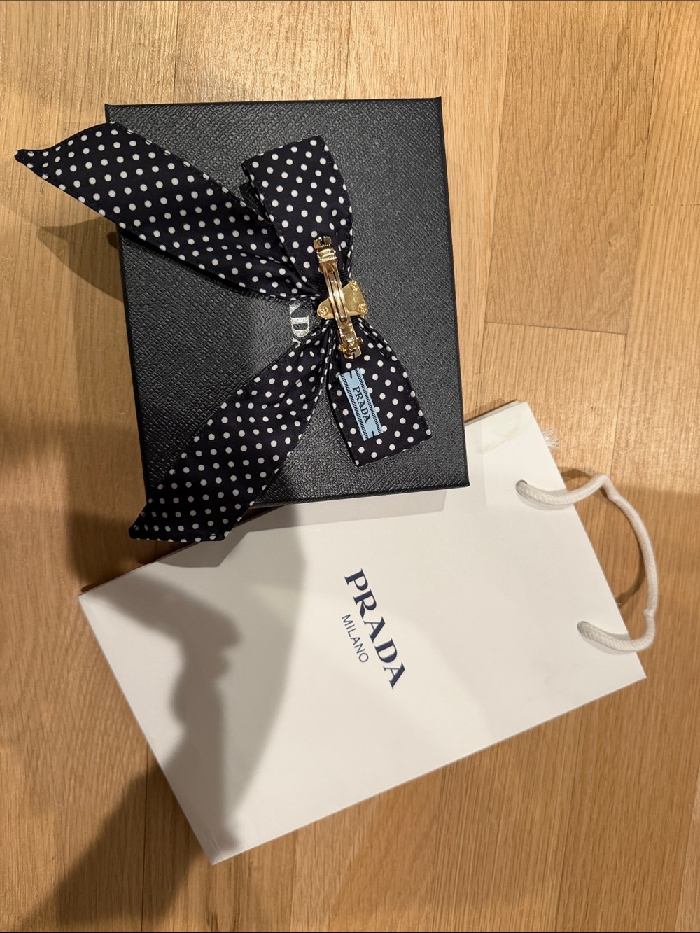 PRADA Black Polka Dot Bow Brooch - Picture 4 of 7